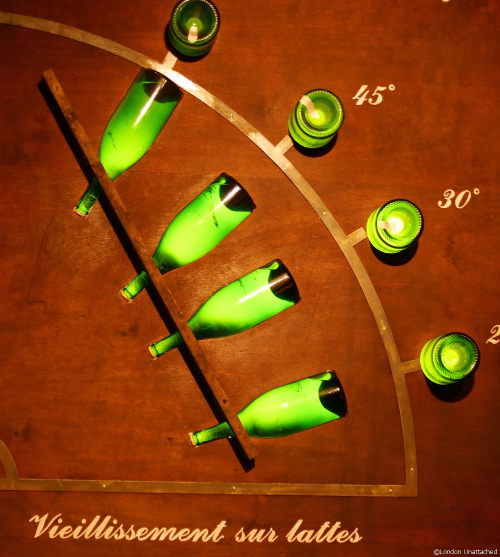 Mumm Getting rid of the sediment Mumm Bottles - diagram explaining the riddling process