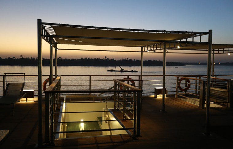 Oberoi Philae sundeck at night
