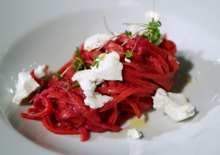 Taglierini with baked beetroot and goats cheese Brno Retro Consistorium Taglierini with baked beetroot and goats cheese Brno Retro Consistorium