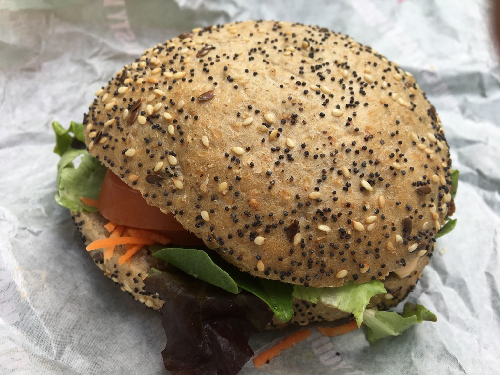 Veggie burger at Tasty World, Ghent Tasty World Veggie Burgers, Ghent