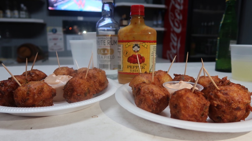 A & G Sports bar, Salt fish cakes, Barbados