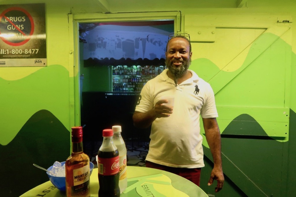Kermit at Kermit's Rum Shop Barbados