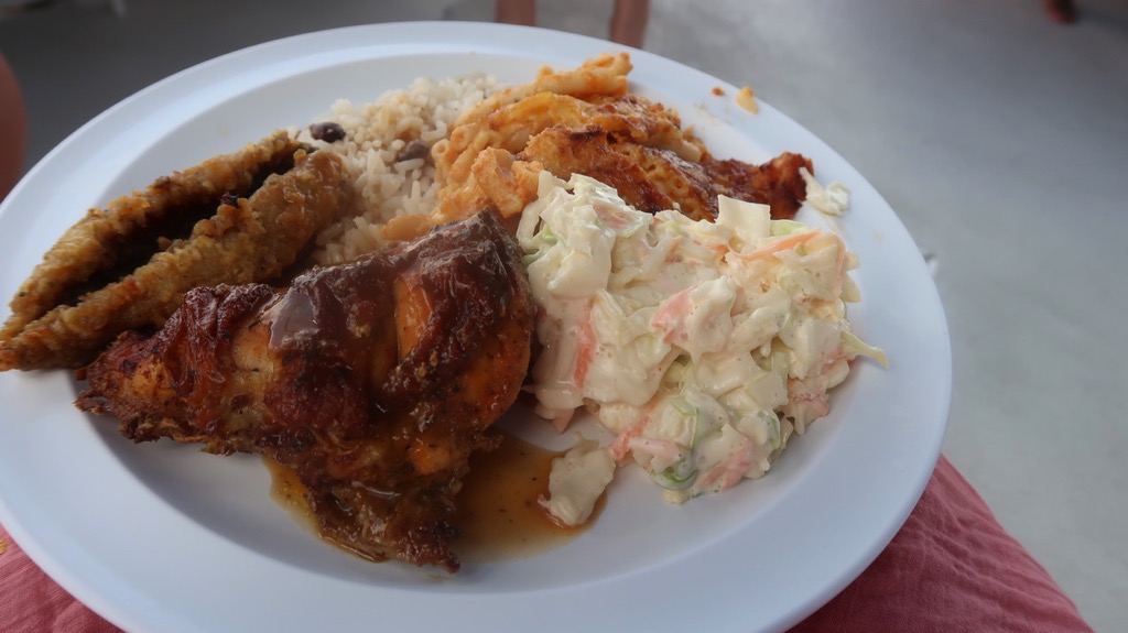 Lunch aboard Jammin' catamaran cruise Barbados.