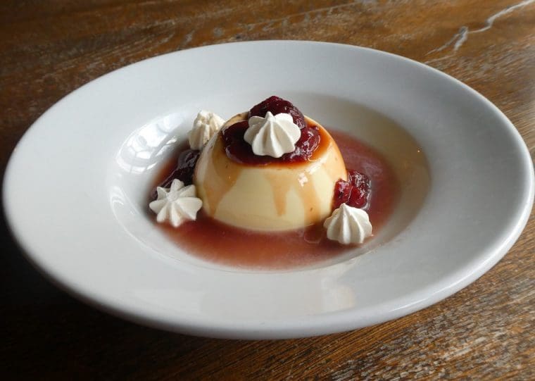 Dessert the Lamb Vanilla Panna cotta with strawberry compote, essence and meringue the Lamb Hindon Wiltshire