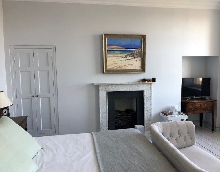 Fireplace bedroom one Chapel House Boutique Hotel Penzance Cornwall