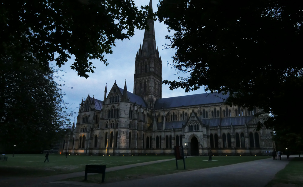 Salisbury Cathedral at night