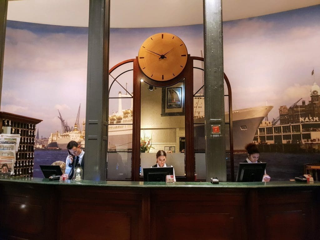 Hotel New York, Rotterdam, reception desk - History