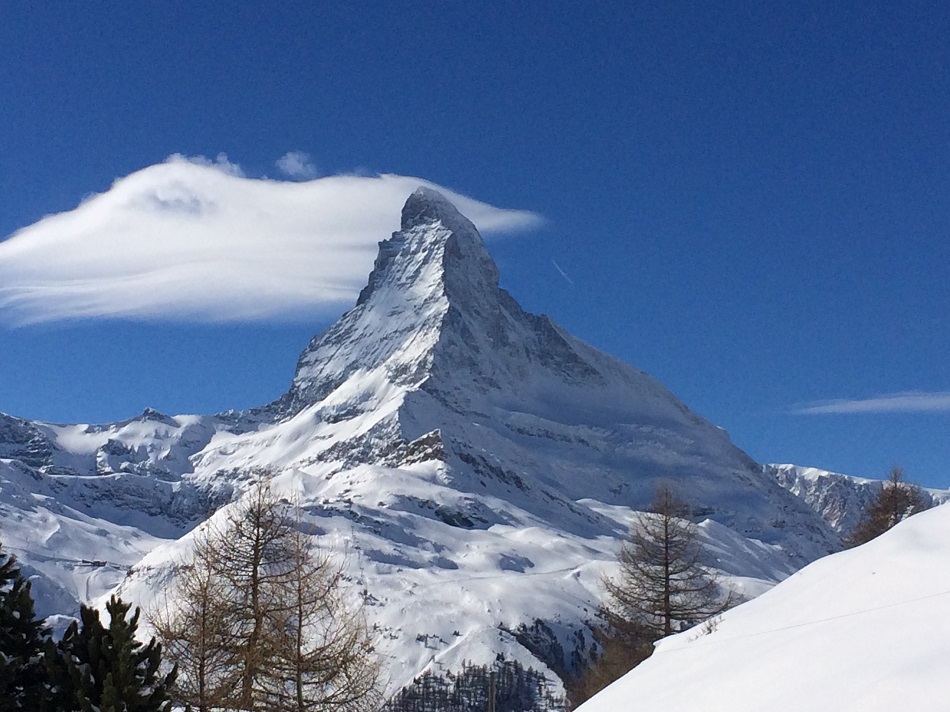 The Matterhorn Zermatt Switzerland on a perfect ski day