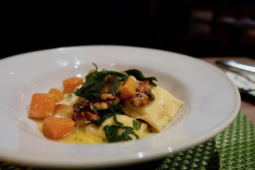 The Sun Inn - Ricotta agnolotti with Crown Prince squash The Sun Inn - Ricotta agnolotti with Crown Prince squash