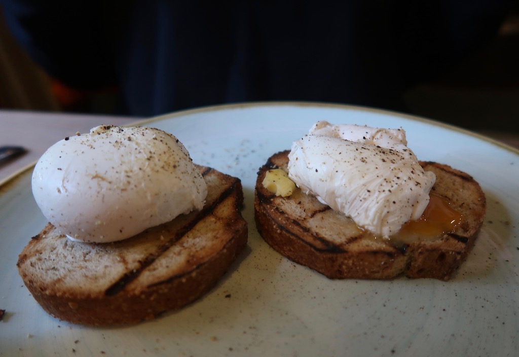 The Sun Inn - poached eggs The Sun Inn Dedham, Essex hotel breakfast - poached eggs