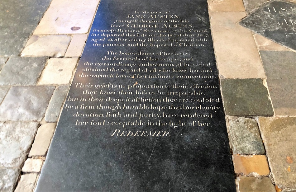 Jane Austen's plaque Winchester Cathedral Winchester Hampshire