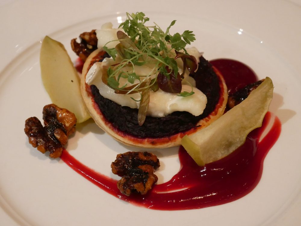 Stonefield Castle - beetroot and goat's cheese tart