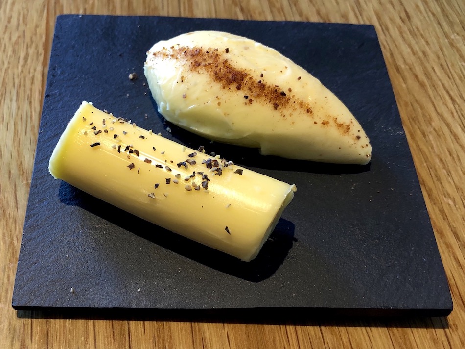 Seasoned Cornish butter and mushroom infused butter the restaurant Old Quay House