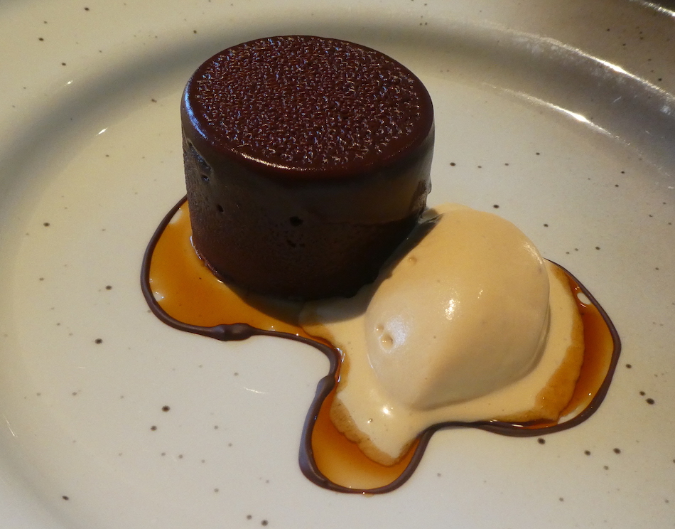 Dark chocolate & coffee mousse with almond liqueur ice cream
