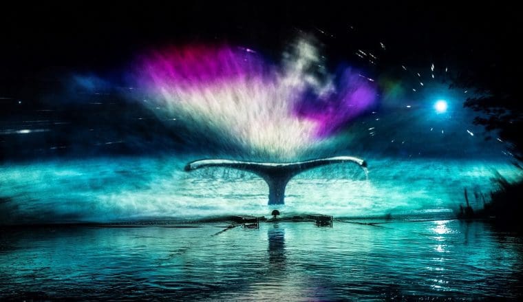 Whale light installation at Durham Lumiere