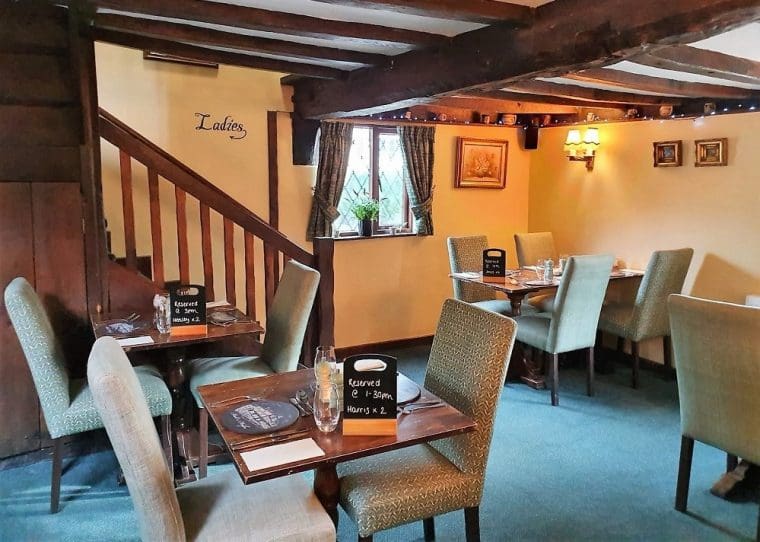 Interior view of the dining room at the Bull and Heifer