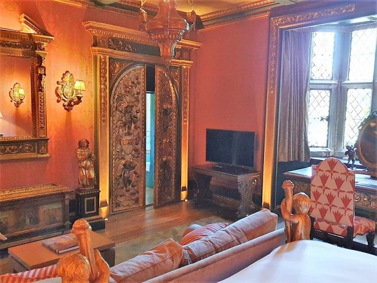 View of quattrocento doors in Italian room Great Fosters