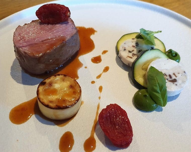 Main course lamb at Tailors restaurant Warwick