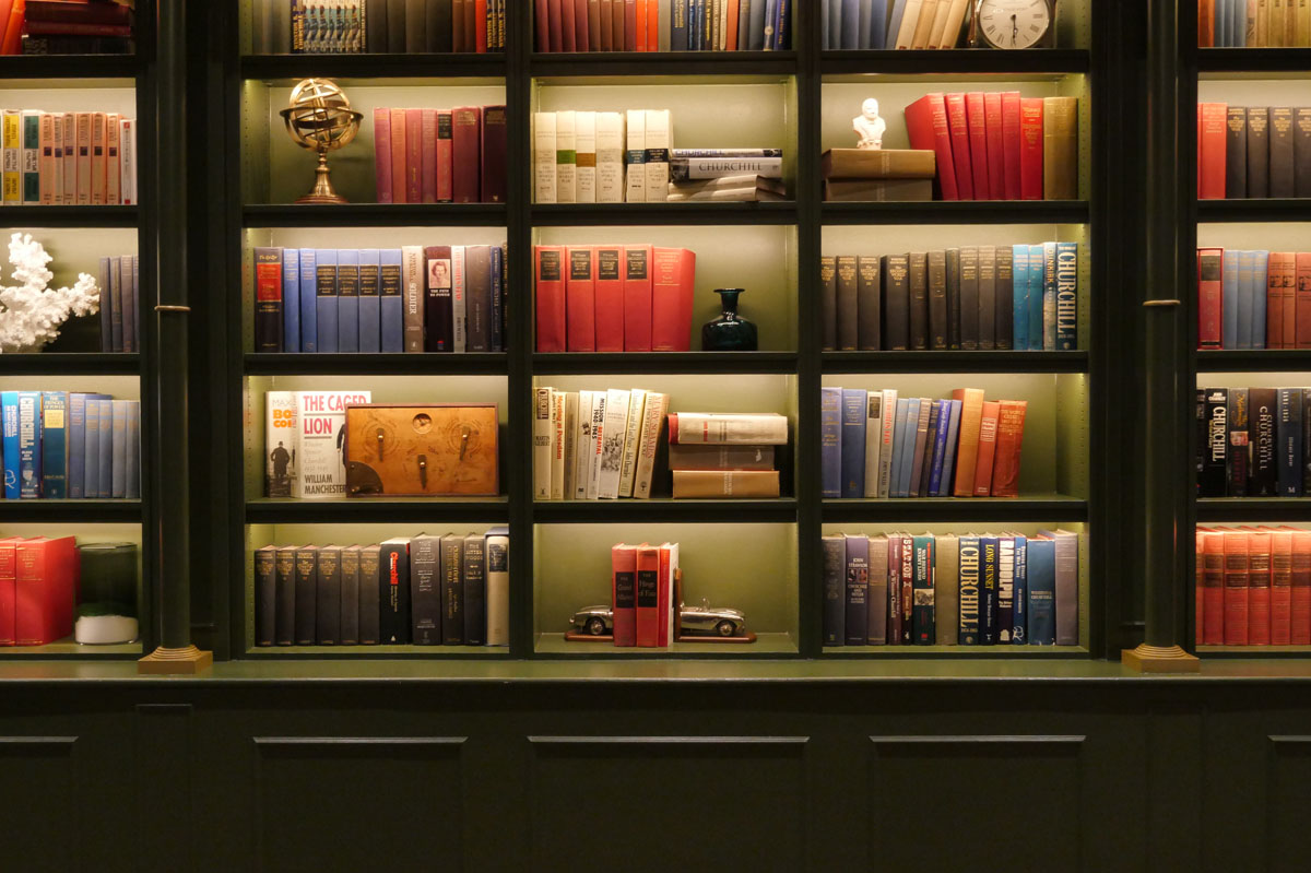 Books lining meeting room Hyatt Regency Churchill