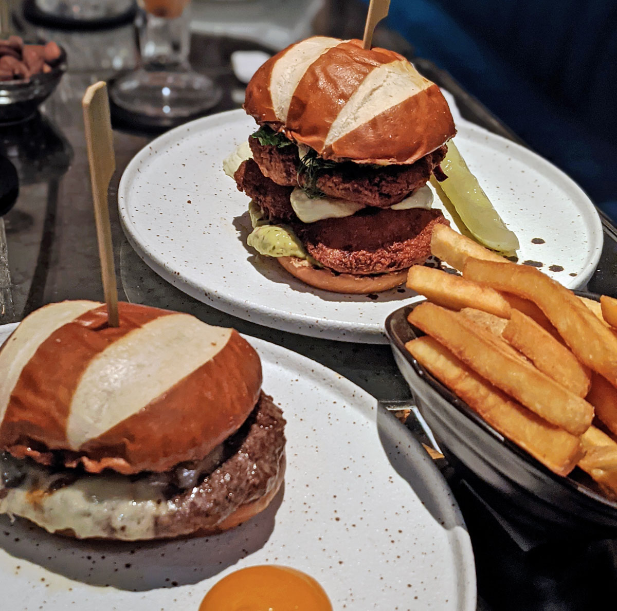 Burgers at the Churchill bar
