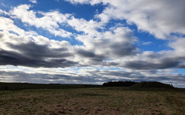 View over the landscape at the Stonehenge site