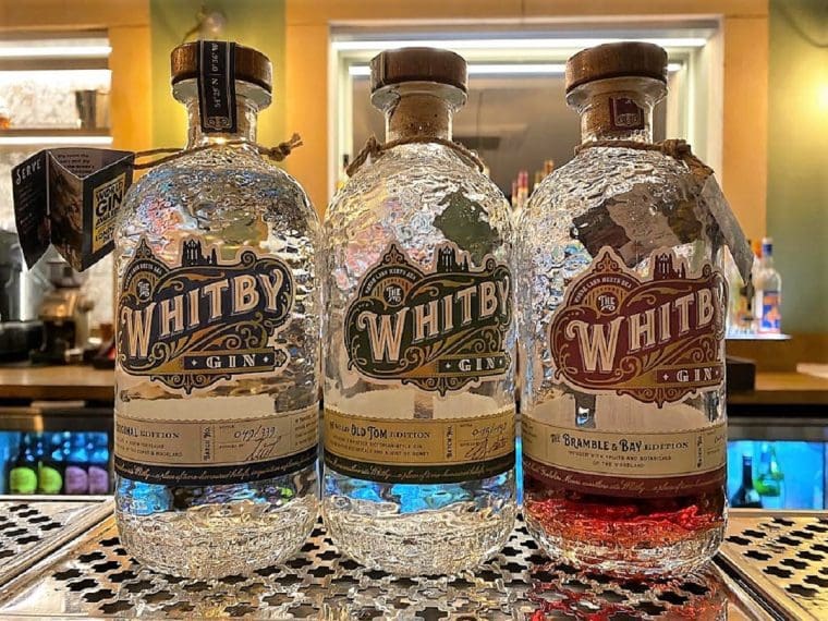 Bottles of Whitby gin in the bar at Raithwaite Sandsend