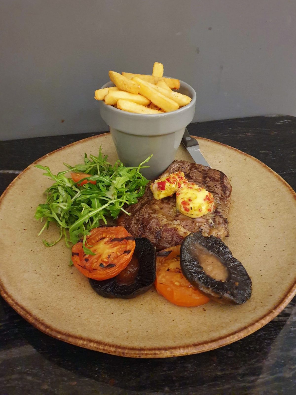 Holiday Inn Winchester ribeye steak and chips