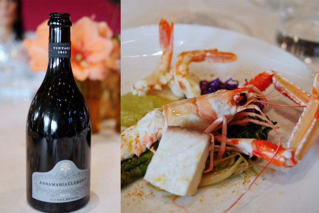 Vintage ca del bosco and food