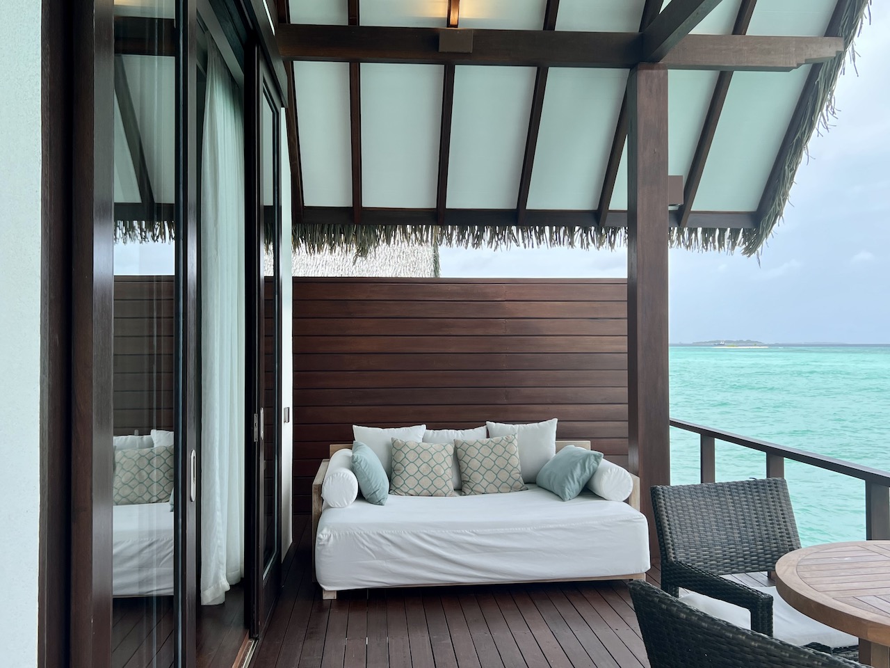 Veranda looking out to sea in the Maldives