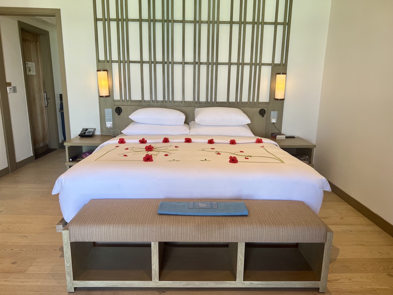 Flower decorated bed in our Ocean villa