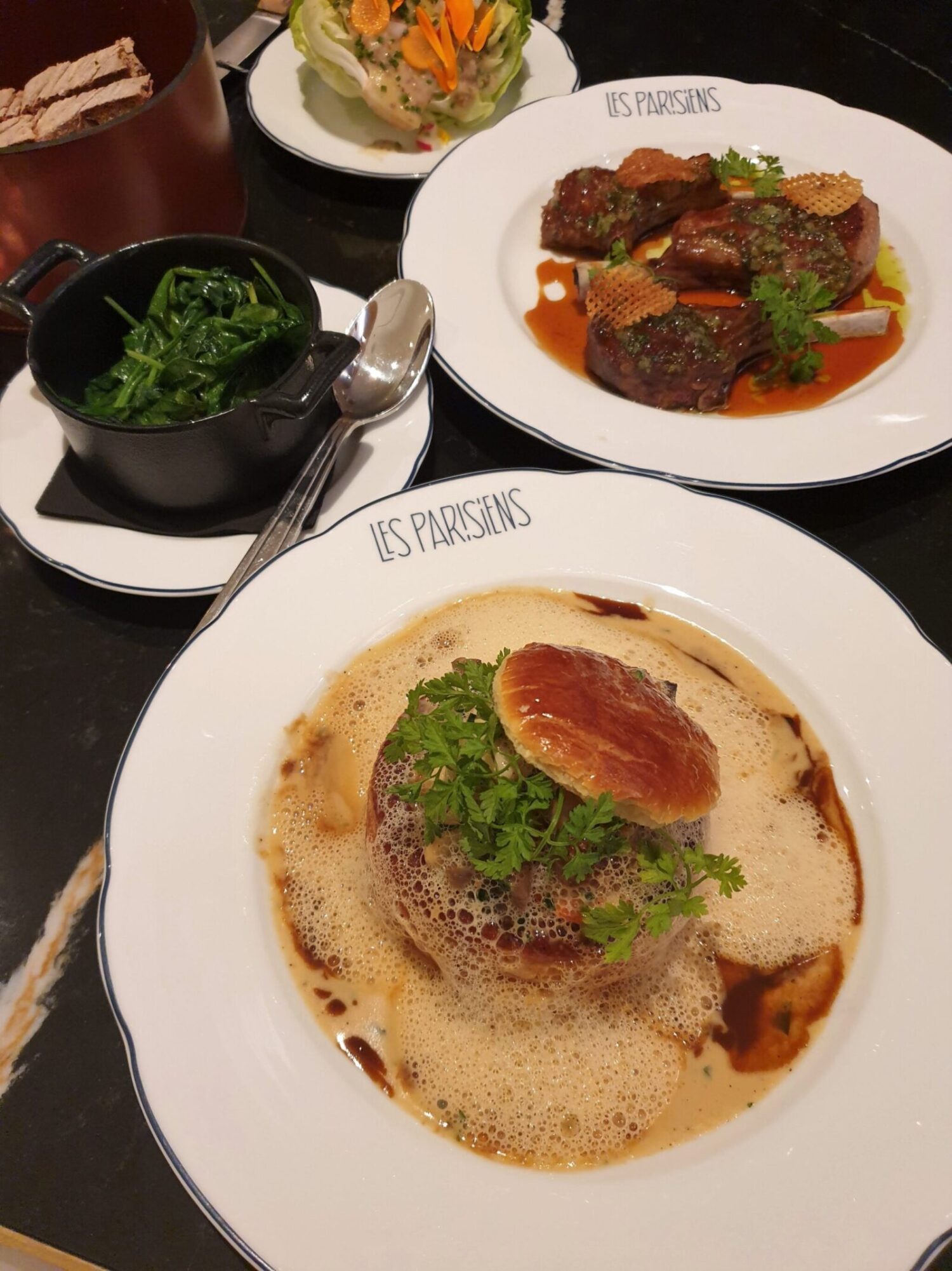 Les Parisiens vol-au-vent and lamb chops
