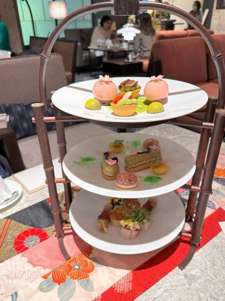 Afternoon tea tray at Dhawa Yura Kyoto, Japan