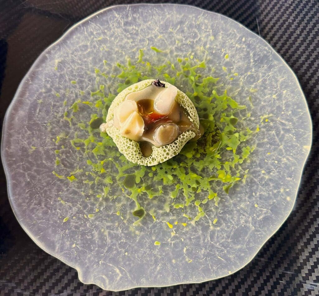Miramar restaurant seaweed bread with seafood 1