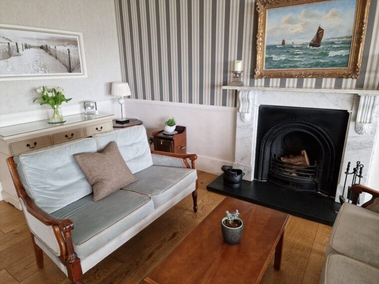 The comfortable, stylish lounge at the Watersmeet Hotel