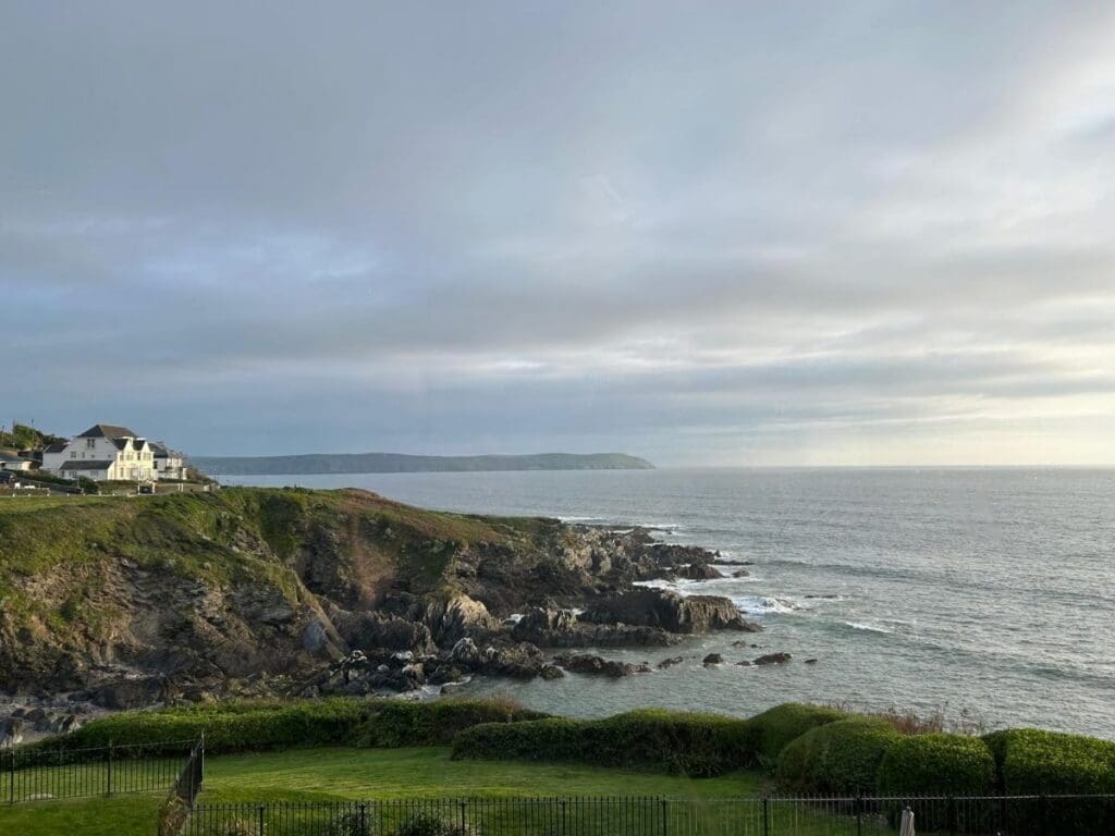 The view from Watersmeet Hotel across Woolacombe Bay