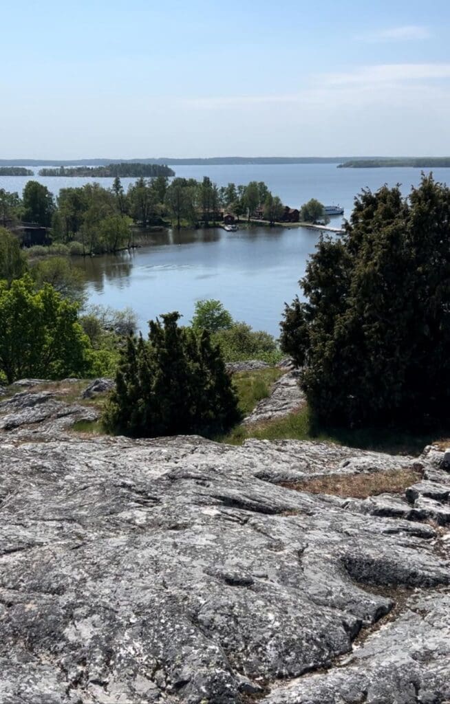 View of Lake Malaren, Sweden, from rocks on the island of Birka
