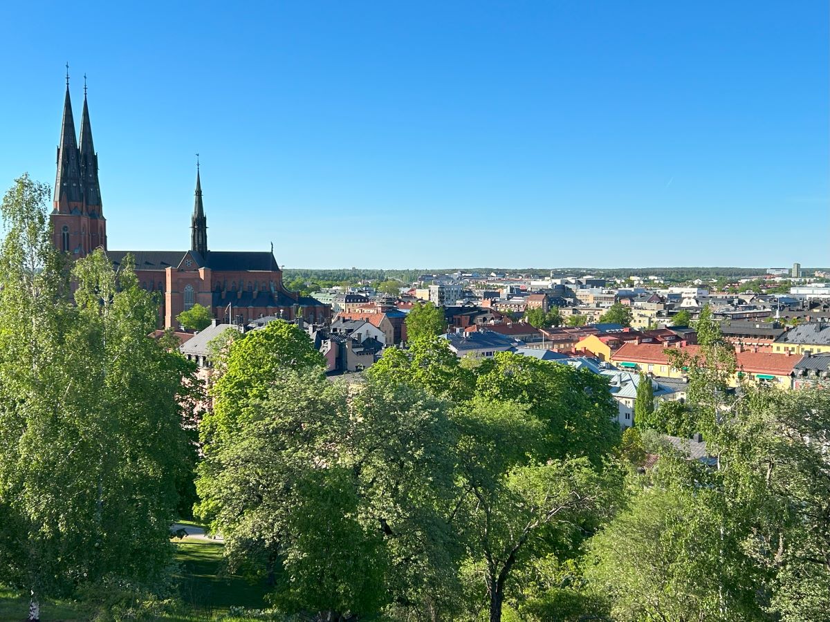 View of city of Uppsala, Sweden from the castle