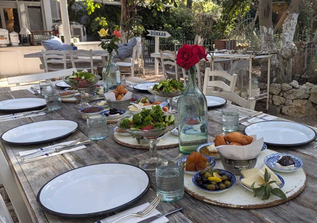 Set up for Turkish Breakfast Alacati