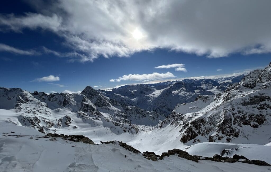 View of the mountains from the ridge Stubai Glacier