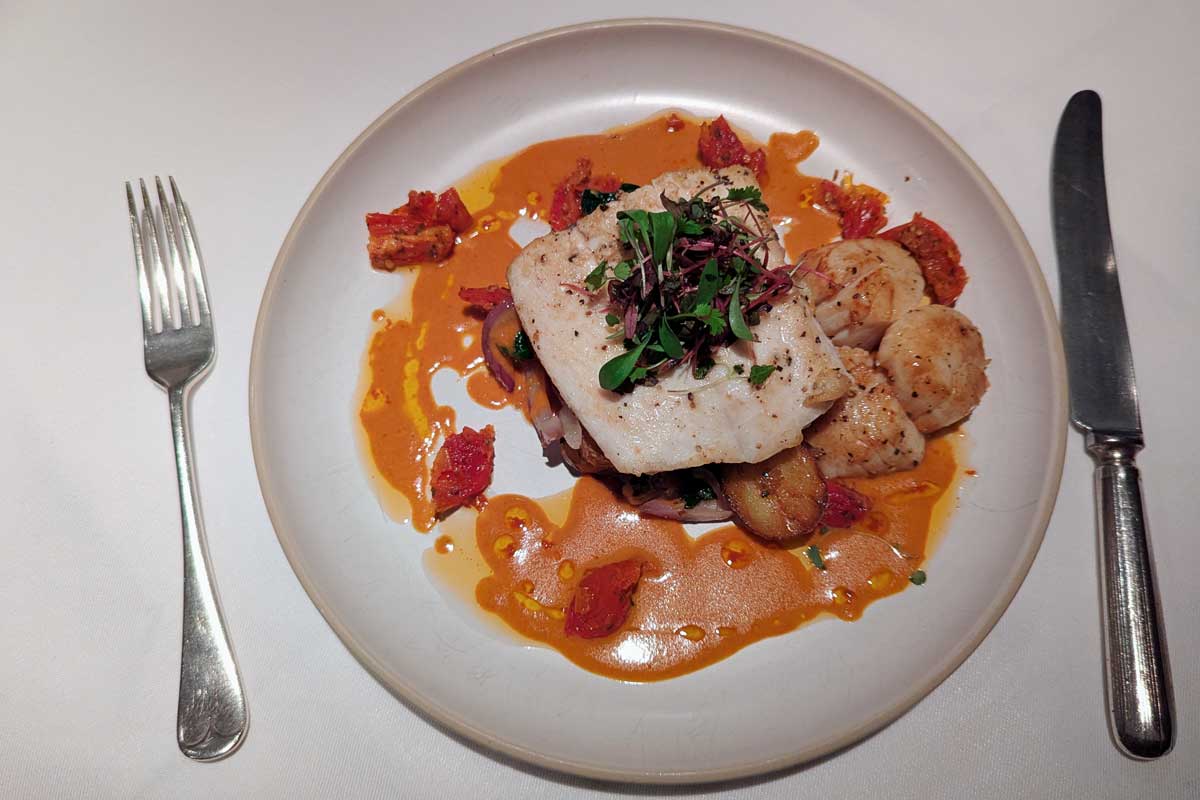 Halibut and Scallops, The Buttery, Glasgow