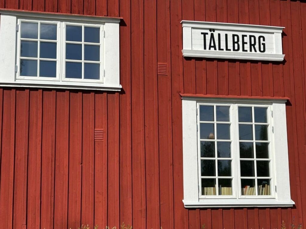 The red wooden railway station house at Tallberg Sweden.