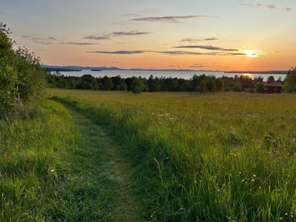 Sunset over Lake Siljan in Sweden.