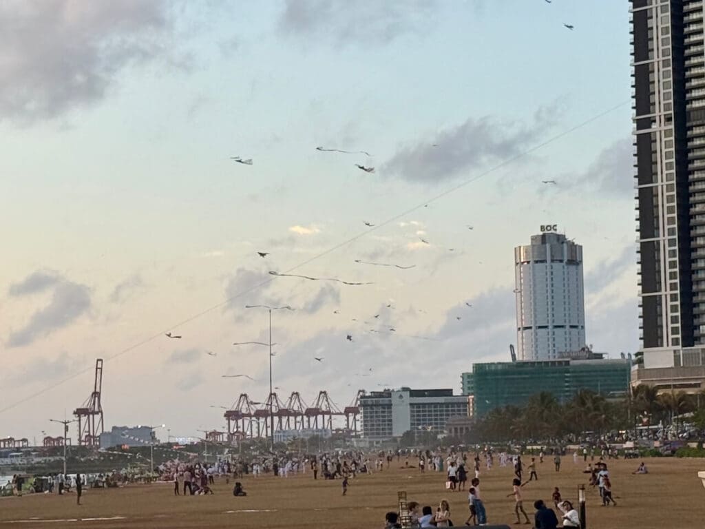 Kite flying at Galle Face Green Colombo