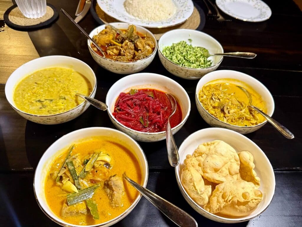 Ding on Sri Lankan curry at Jetwing Wahawa Walauwa
