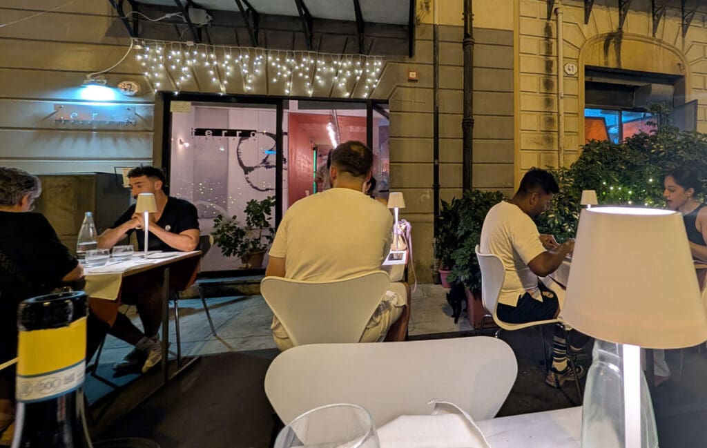Outside terrace at Ristorante Ferro, Palermo