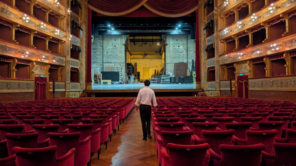 Inside the main auditorium at Teatro Massimo