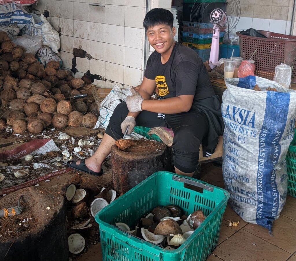 Cutting Coconuts at Satok Market, Kuching