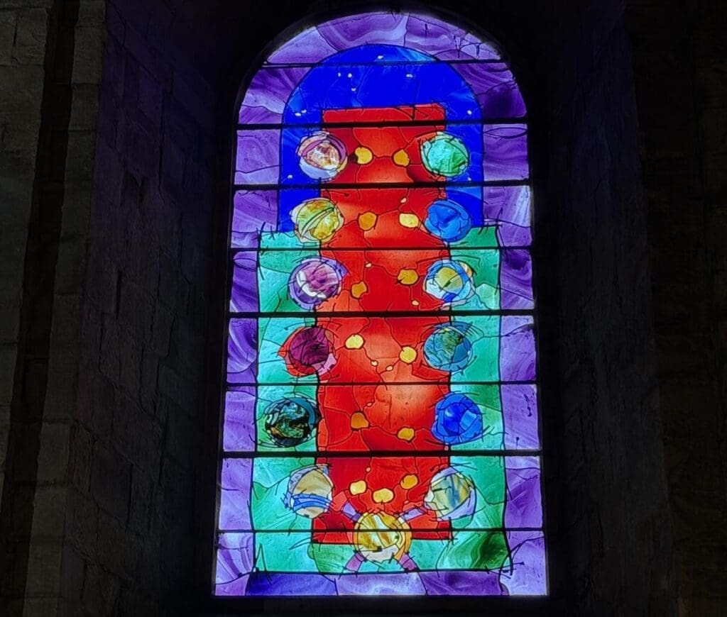 The M & S stained glass window in Durham Cathedral
