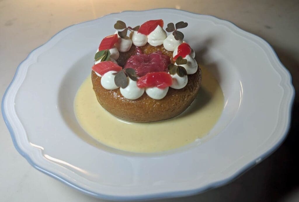 Rhubarb and custard Savarin - Brasserie Constance