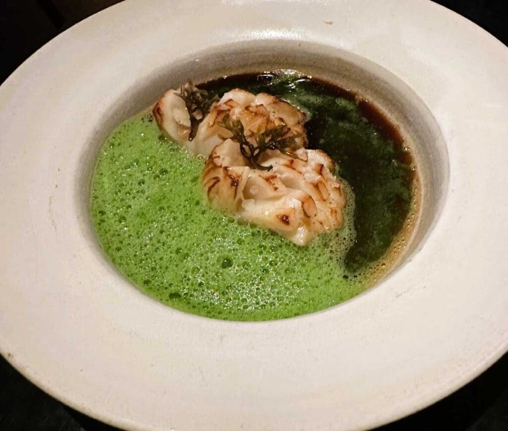 Scallop dish at Kodbyens Fiskebar Copenhagen